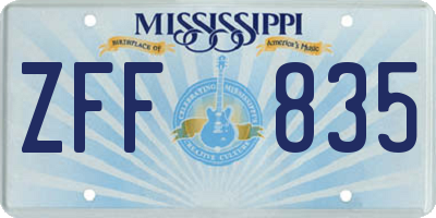 MS license plate ZFF835