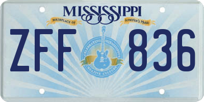 MS license plate ZFF836