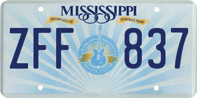 MS license plate ZFF837