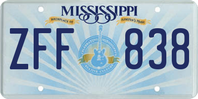 MS license plate ZFF838