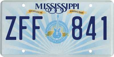 MS license plate ZFF841
