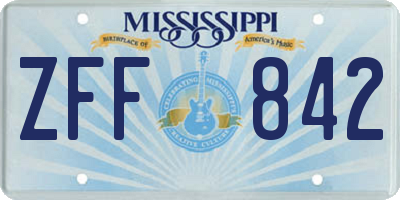 MS license plate ZFF842