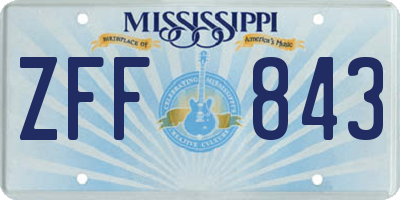 MS license plate ZFF843