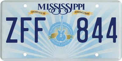 MS license plate ZFF844