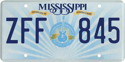 MS license plate ZFF845