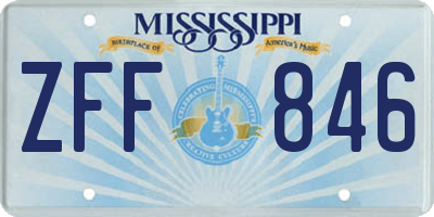 MS license plate ZFF846