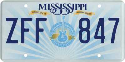 MS license plate ZFF847