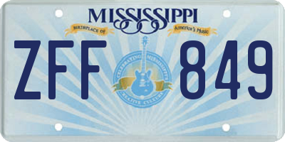 MS license plate ZFF849