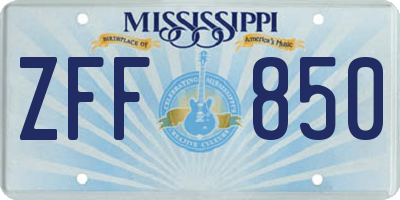 MS license plate ZFF850