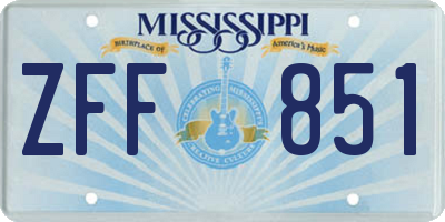 MS license plate ZFF851