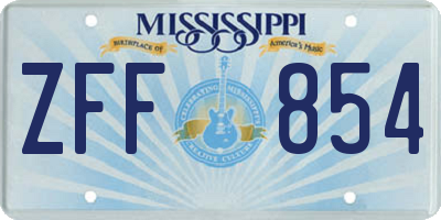 MS license plate ZFF854