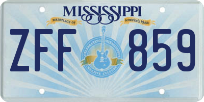 MS license plate ZFF859