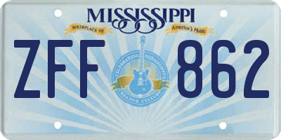 MS license plate ZFF862