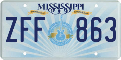 MS license plate ZFF863