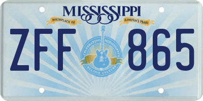 MS license plate ZFF865