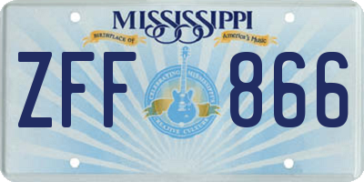 MS license plate ZFF866
