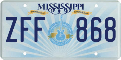 MS license plate ZFF868