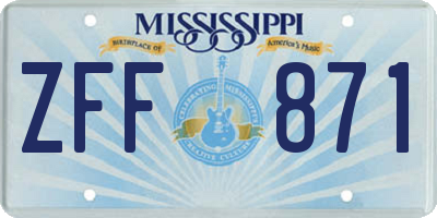MS license plate ZFF871