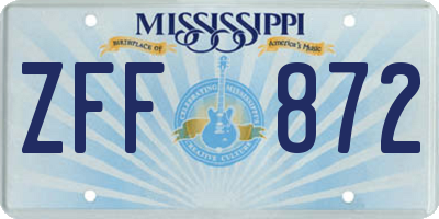 MS license plate ZFF872