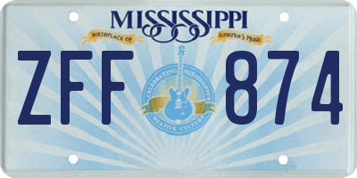 MS license plate ZFF874