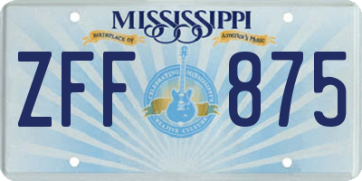 MS license plate ZFF875