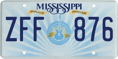 MS license plate ZFF876