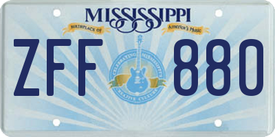 MS license plate ZFF880