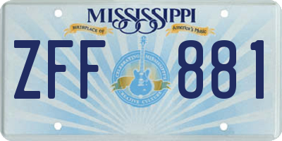 MS license plate ZFF881