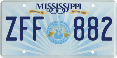 MS license plate ZFF882