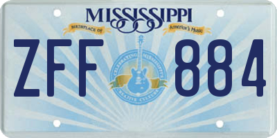 MS license plate ZFF884