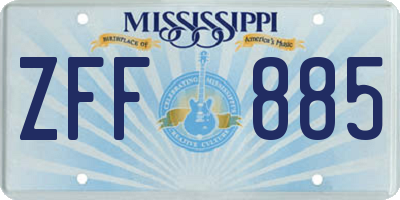 MS license plate ZFF885