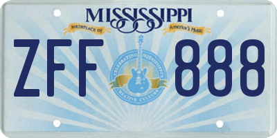 MS license plate ZFF888
