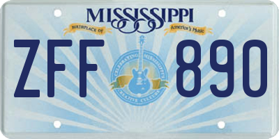 MS license plate ZFF890