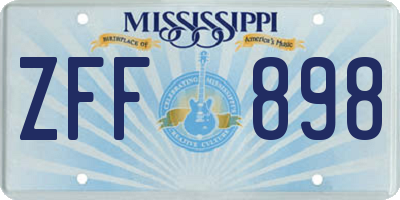 MS license plate ZFF898