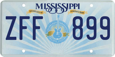 MS license plate ZFF899