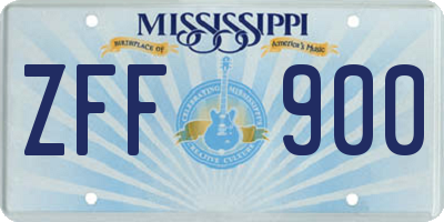 MS license plate ZFF900