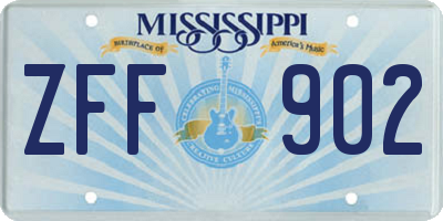 MS license plate ZFF902