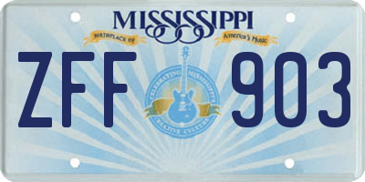 MS license plate ZFF903