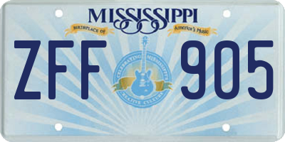 MS license plate ZFF905