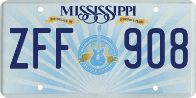 MS license plate ZFF908