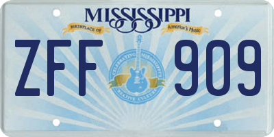 MS license plate ZFF909