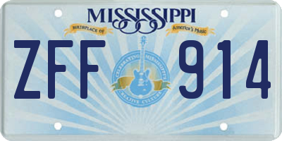 MS license plate ZFF914