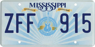 MS license plate ZFF915