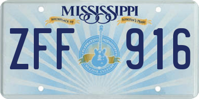 MS license plate ZFF916