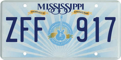 MS license plate ZFF917