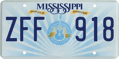 MS license plate ZFF918
