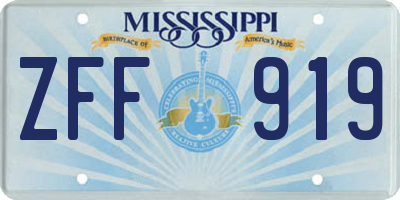 MS license plate ZFF919
