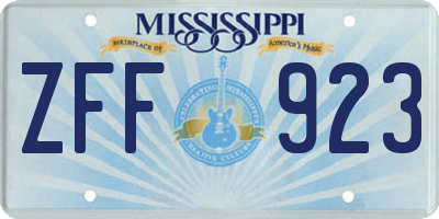 MS license plate ZFF923