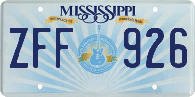 MS license plate ZFF926