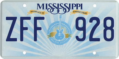 MS license plate ZFF928
